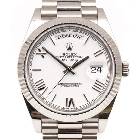 rolex mens white gold president|rolex presidential gold white face.